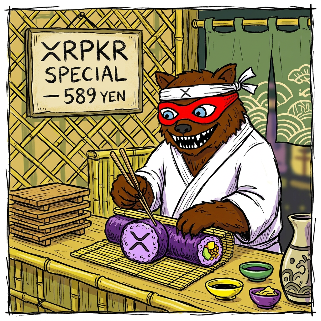 Sushi chef bear rolling XRPKR